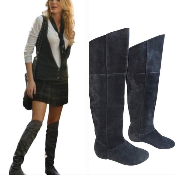 Chinese LAUNDRY Black Suede Leather Nitro OVER THE Knee Tall Boots‎ SIZE 8 - Picture 1 of 16